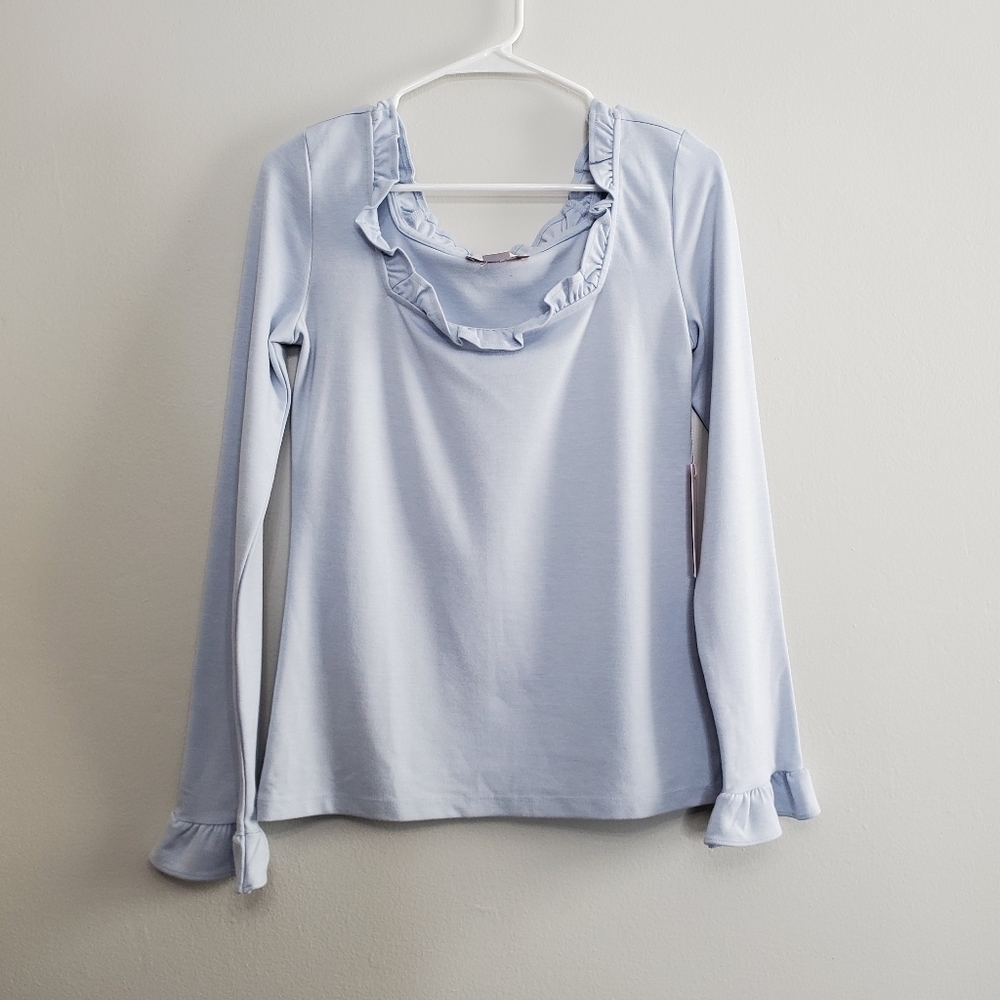 Rachel Parcell Light Blue Ruffle Top - Picture 8 of 11